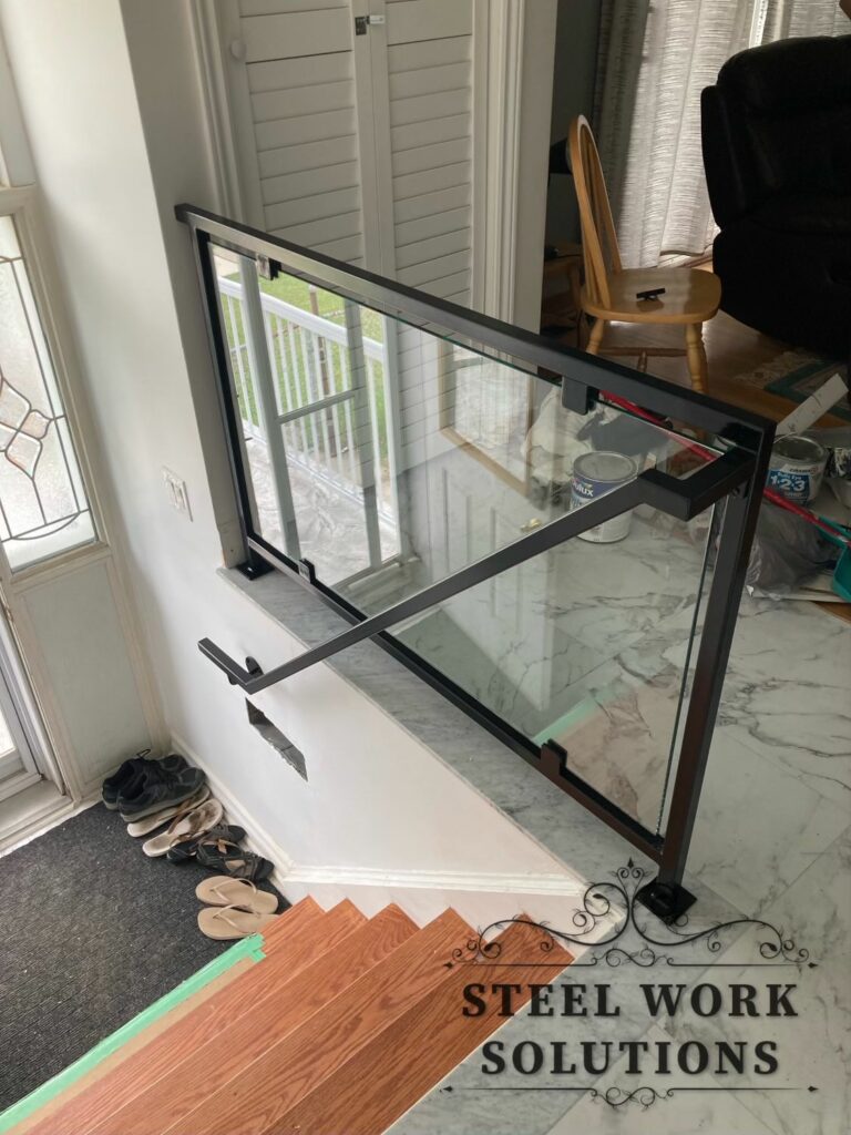 Interior Glass Frame Railing in Mississauga-Steel-Work-Solutions