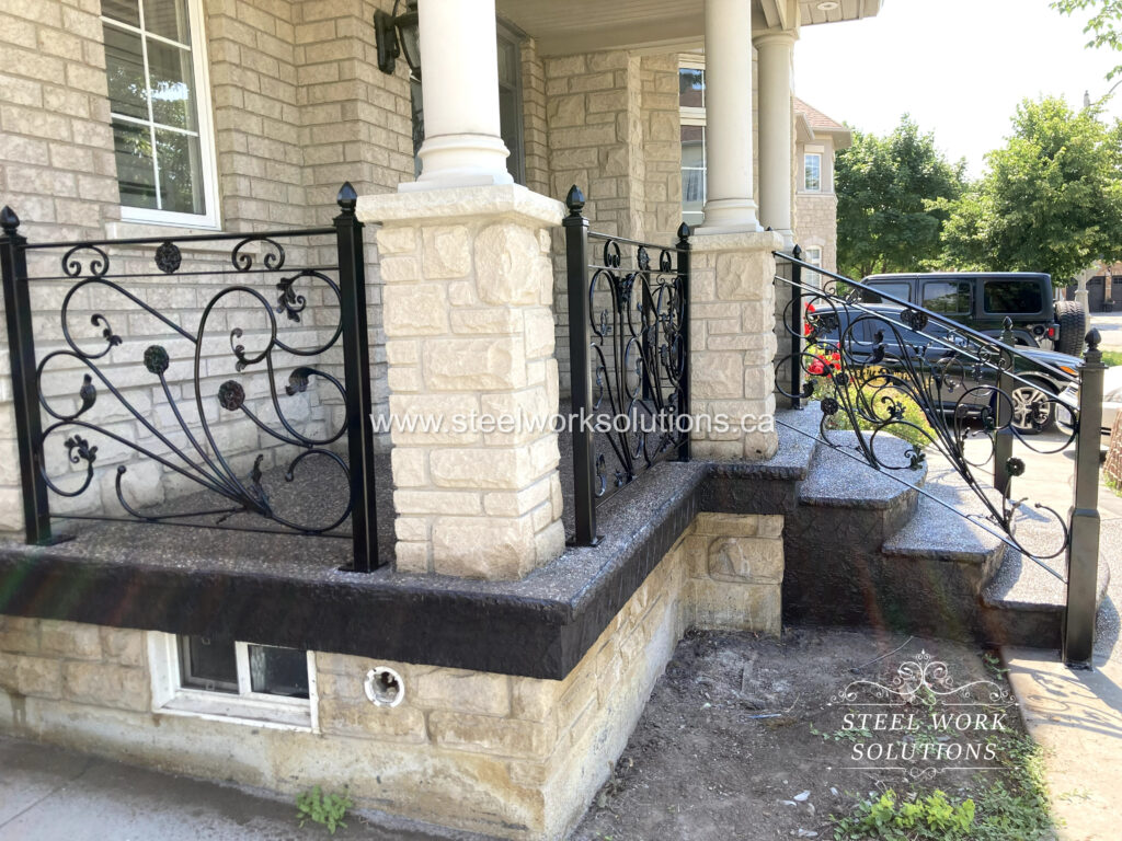 Custom Designed Outdoor Porch Wrought Iron Railings in Mississauga, ON by Steel Work Solutions