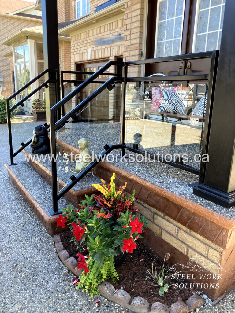 Porch Glass Railings In A Residential Property in Brampton ON